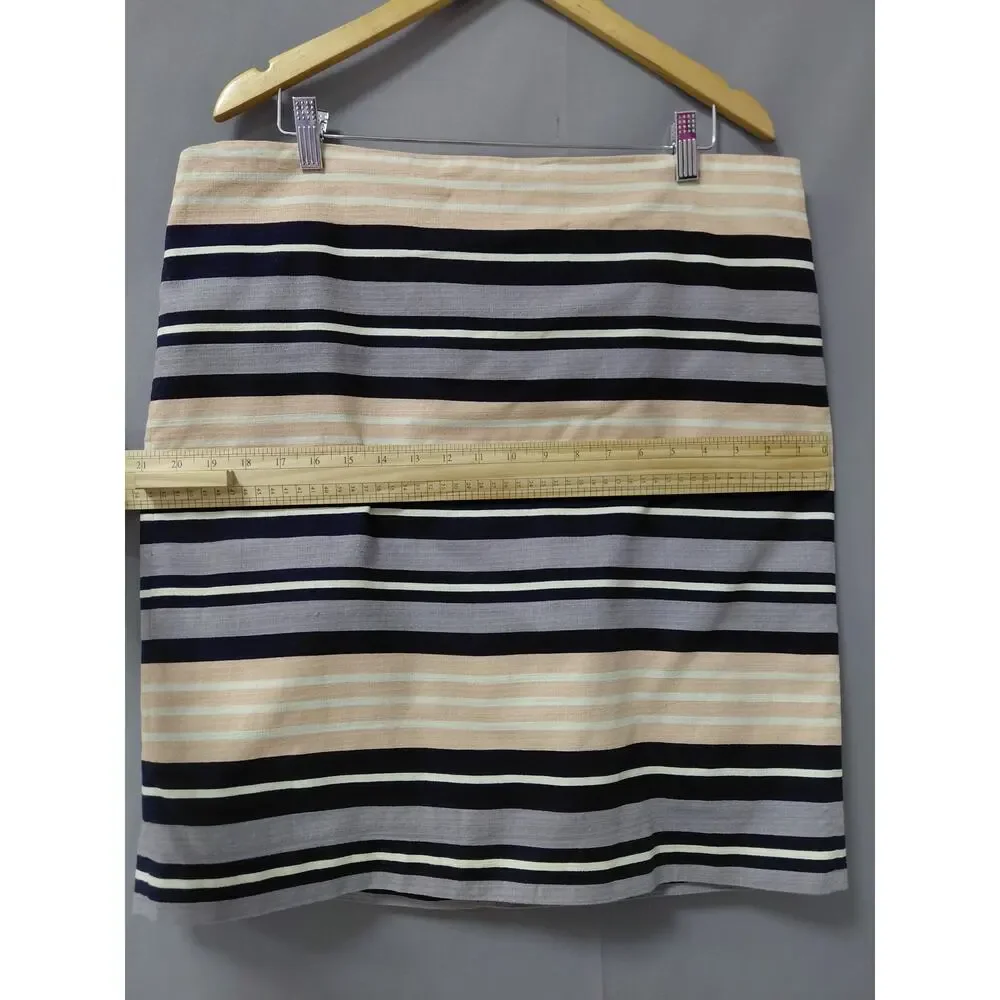 Ann Taylor Cotton Blend Multicolor Pencil Knee Length Skirt Women Size 16